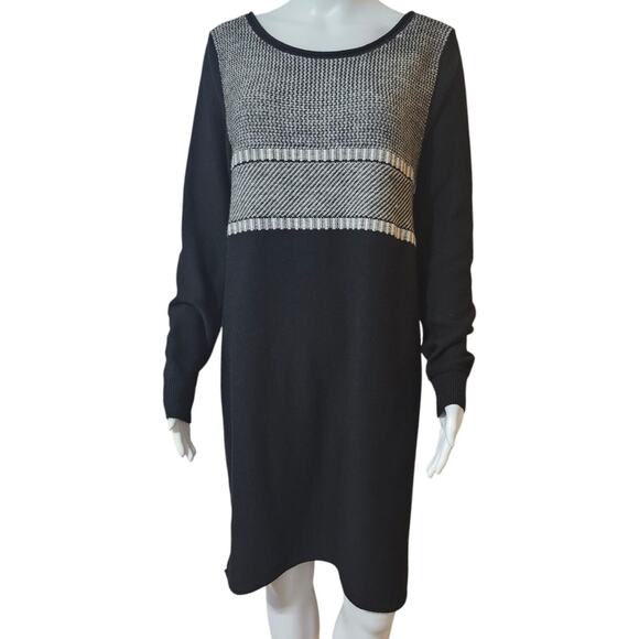 Athleta Cloudbreak Black and Gray Long Sleeve Merino Wool Sweater Dress Size L - Picture 5 of 10